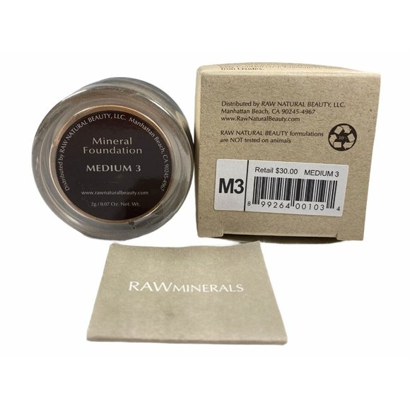 RAW MINERALS FOUNDATION - MEDIUM 3 - 0.07 oz 2 Grams Loose Powder - New … - Picture 2 of 4